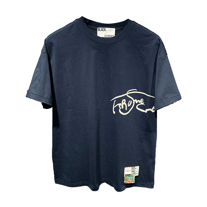 特林露日系时尚创意字母印花款宽松T恤男夏季时尚小标短袖上衣男