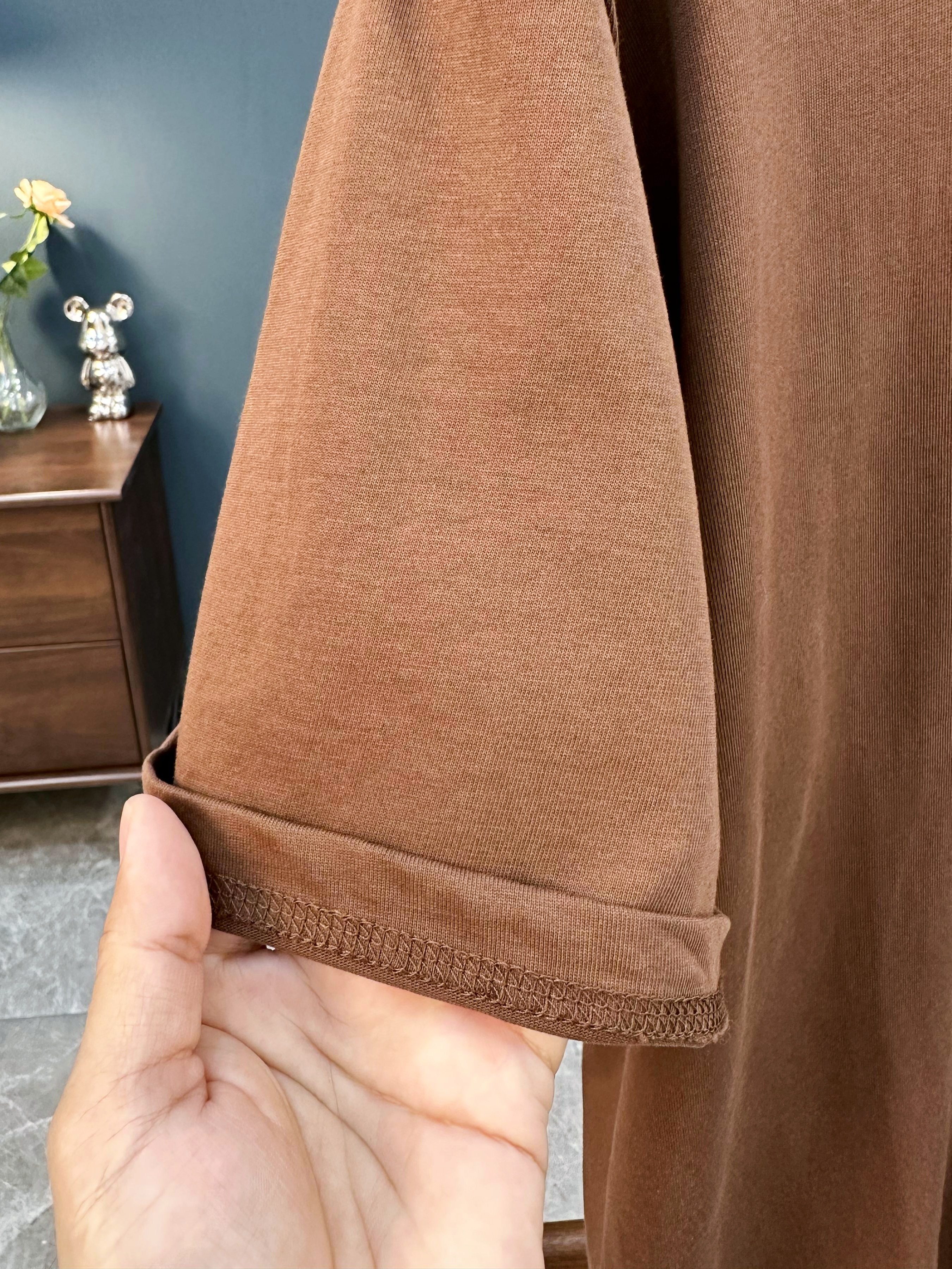 美式复古纯色短袖t恤男女简约百搭爱心印花夏季潮流半袖情侣体恤