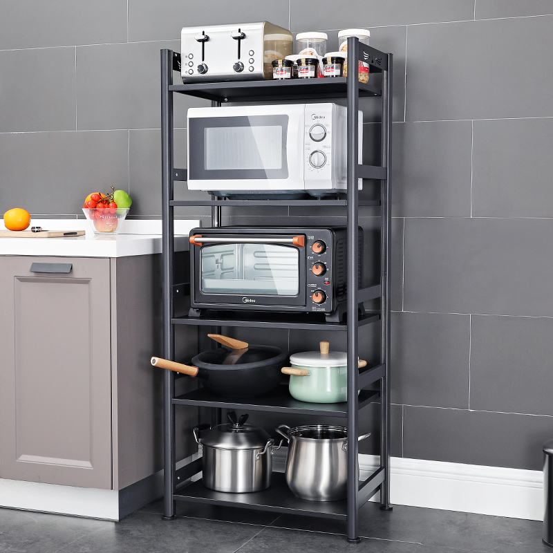 loke旗舰店厨房置物架落地多层放微波炉电器烤箱架子家用铝合金储物收纳柜0
