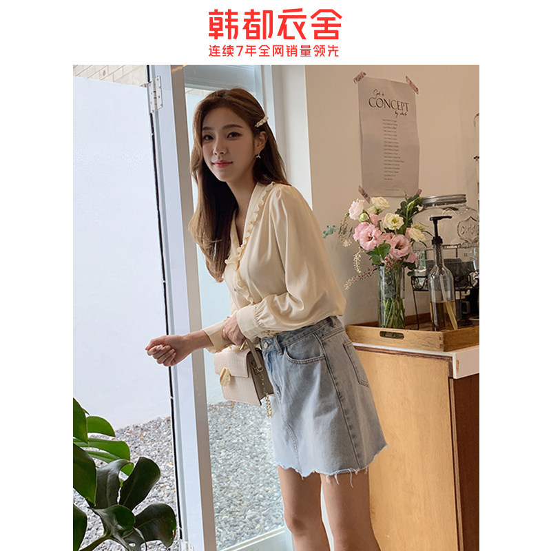  韩都衣舍秀衣莲衬衫