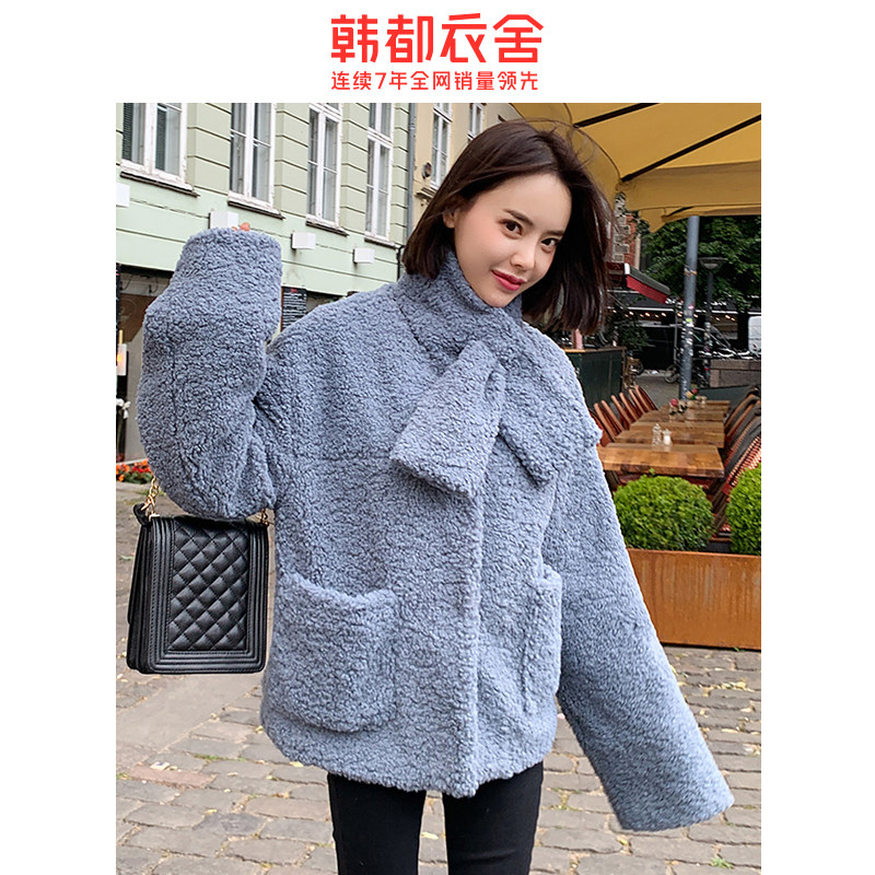 韩都衣舍2020冬装新款韩版纯色仿璎 韩都衣舍秀衣莲棉衣/棉服