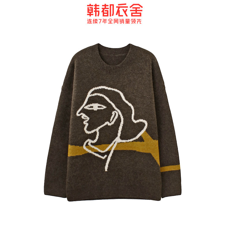 韩都衣舍2020春季新款韩版宽松毛衣 韩都衣舍秀衣莲毛衣