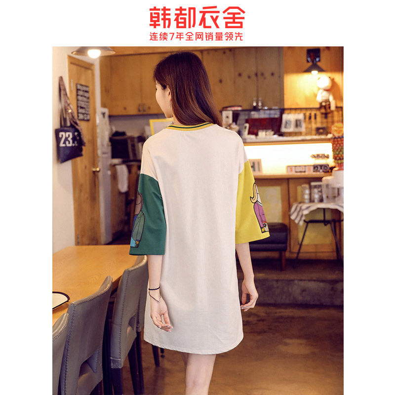 韩都衣舍2020夏短袖t恤裙侥连衣裙 韩都衣舍秀衣莲连衣裙
