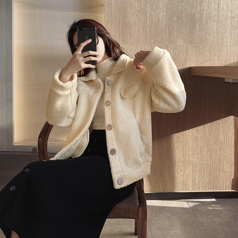 券后89.9抢2019秋冬新款百搭羊羔毛外套