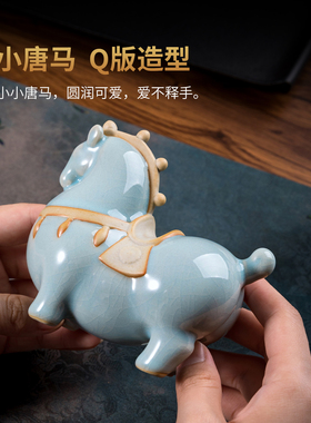 陶瓷唐马家居客厅茶桌装饰摆件