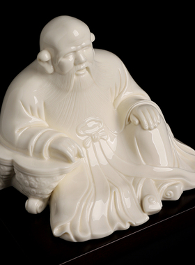张明贵大师作品陶瓷老君人物摆件