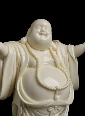 张明贵大师作品陶瓷弥勒佛摆件