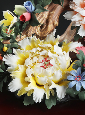 花开富贵客厅陶瓷东方泥土新中式