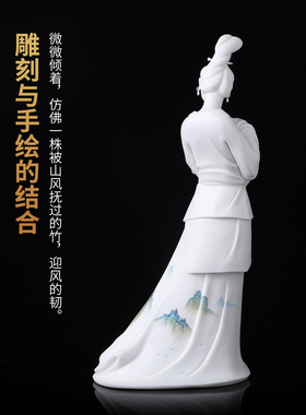 庄晓明青绿釉上彩羊脂玉瓷摆件