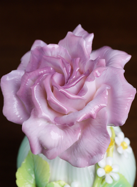 东方泥土非遗玫瑰瓷花瓶摆件