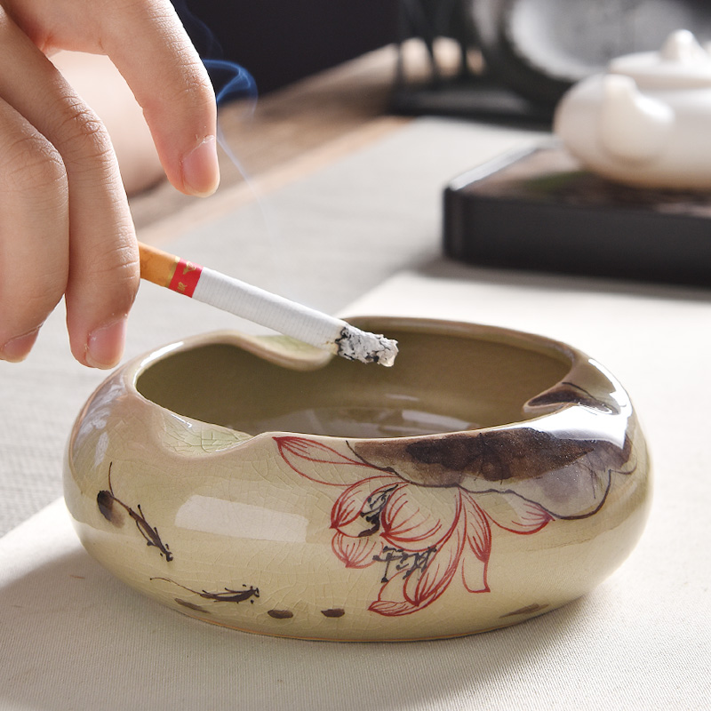 烟灰缸中式陶瓷创意个性潮流家用客厅办公室现代简约雪茄烟缸摆件