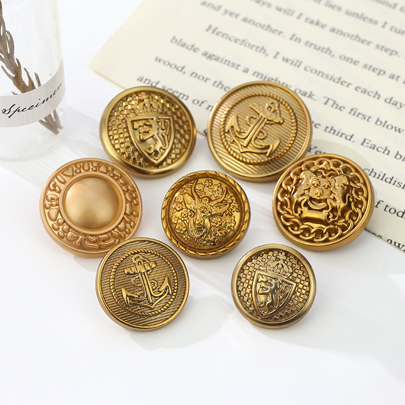 新款高档古金金属纽扣复古做旧质感百搭外套毛衣毛呢大衣衣服扣子 - 图1