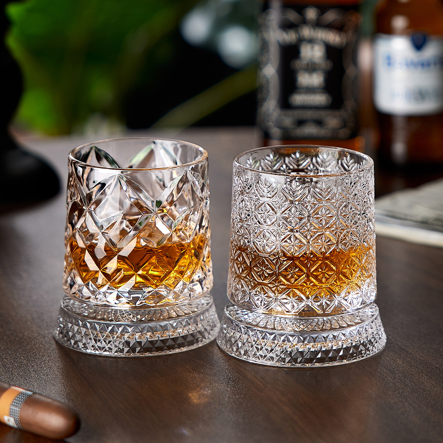 高级感创意水晶玻璃威士忌洋酒杯家用旋转不倒翁白兰地杯啤酒杯子,淘宝优惠券,粉丝福利购,淘宝优惠卷