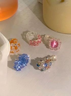 ins买2送1超美猫眼玉石编织戒指