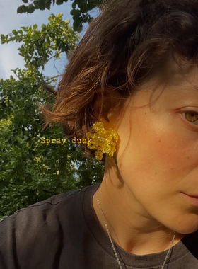 故事的小黄花*手工水晶黄色花朵耳环小众设计师款度假感耳饰耳夹