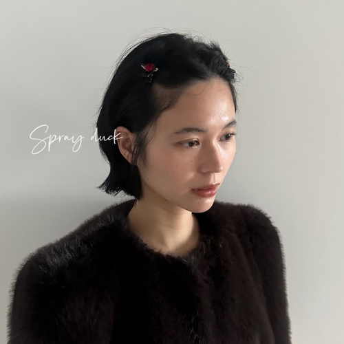 小众毛绒秋冬毛球usite同款fur rose hair pin玫瑰毛球刘海边发夹 - 图0