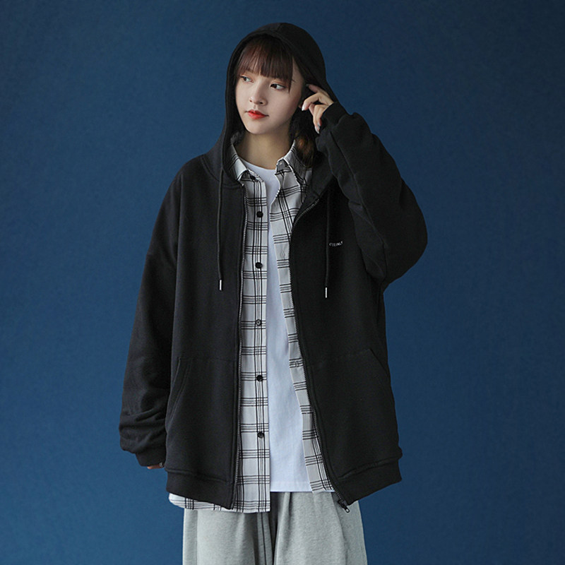 港风加绒加厚休闲开衫潮男士卫衣 行更远卫衣