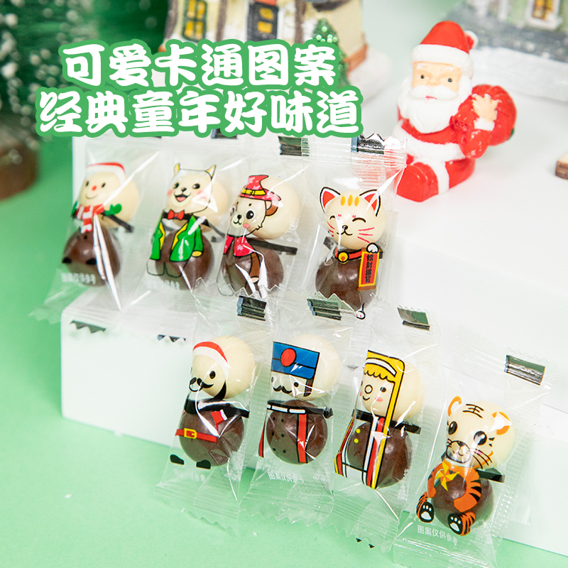 网红麦丽素熊猫黑白巧克力糖果儿童圣诞节过新年货小零食喜糖批发