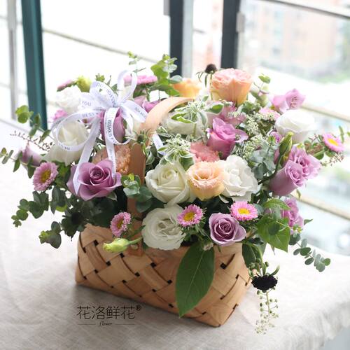 合肥鲜花手提花篮玫瑰绣球同城速递送女友闺蜜爱人母亲节生日礼物 - 图1