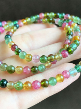 天然巴西碧玺三圈手串