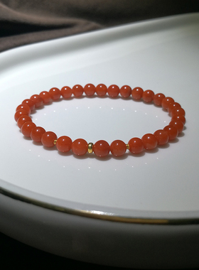 18k金满肉柿子红南红玛瑙手链