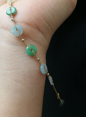 平安扣手链三彩进口14k包金贵气