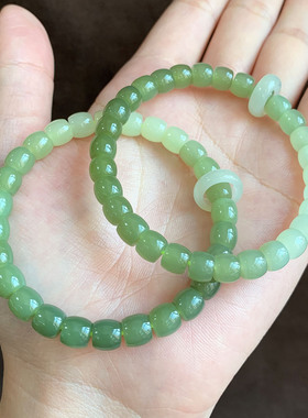 天然和田玉渐变老型珠手串