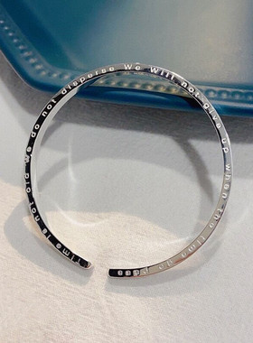 纯银手镯足银9999英文字母笑脸开口实心送女友简约百搭时尚高级感