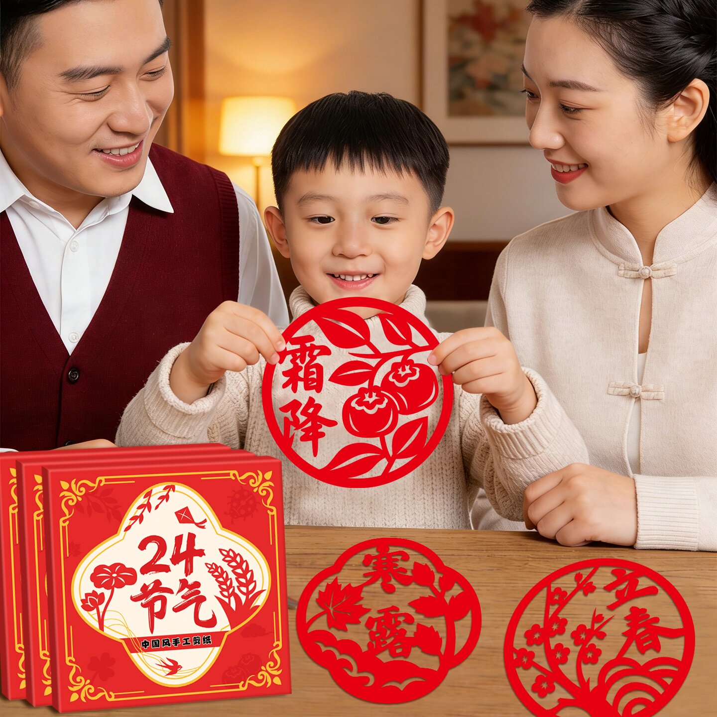 Beginner window grille paper-cut New Year diy Spring Festival special cardboard traditional pattern manuscript works children's handmade twenty-four solar terms paper-cut festival Chinese style spring, summer, autumn and winter traditional culture