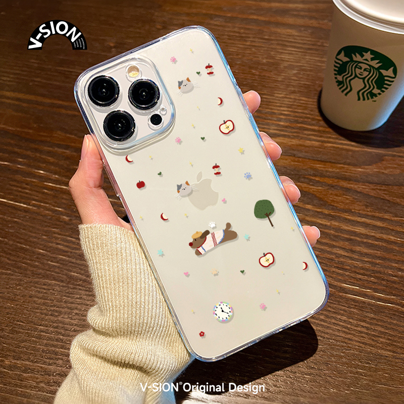 VISION插画猫咪iPhone16手机壳苹果15女11promax佛系12新款xr搞怪x菲林ip8plus适用xs防摔7p全包 - 图3