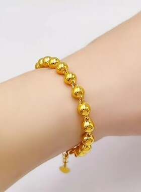【大捡漏】正品沙金色光砂手链女款招财转运实心磨砂光珠链子首饰