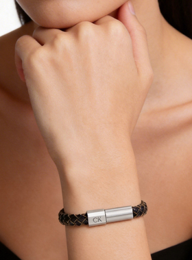 ck男编织皮革手链送男友礼物