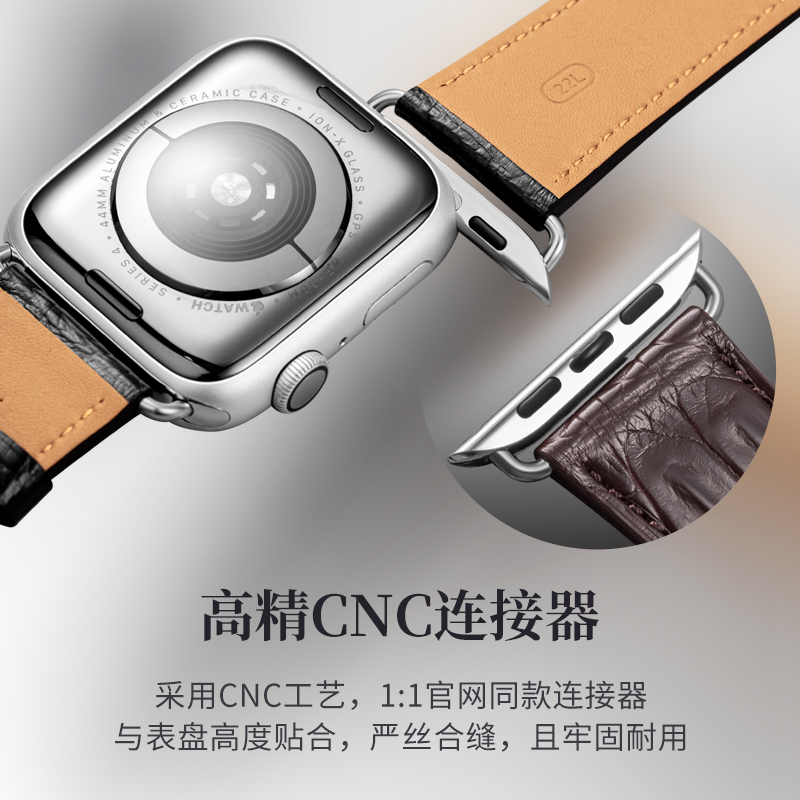 适用苹果手表表带真皮applewatch S11/10/ultra/9/8/7/6/5/4腕带高级感时尚柔软鳄鱼皮SE男女士iWatch手表带 - 图1