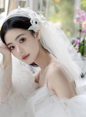 尊怡嫁衣新款新娘仙美帽式头纱