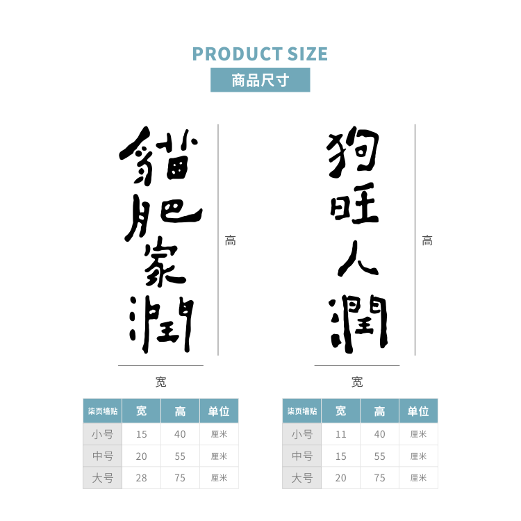 柒页猫肥家润狗旺人润可爱宠物墙贴宿舍卧室床头家居装饰贴纸-图3