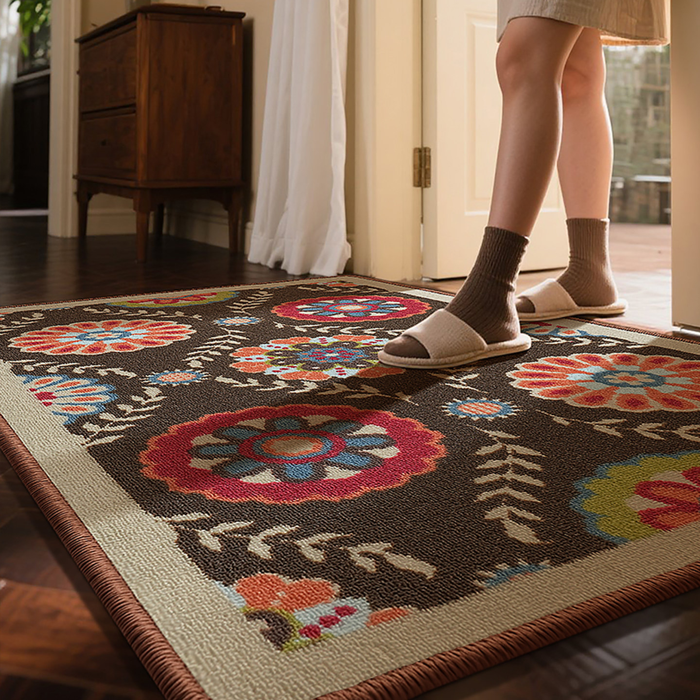 美式复古入户门地垫中古风高级感进门口脚垫家用玄关门厅防滑地毯,淘宝优惠券,粉丝福利购,淘宝优惠卷