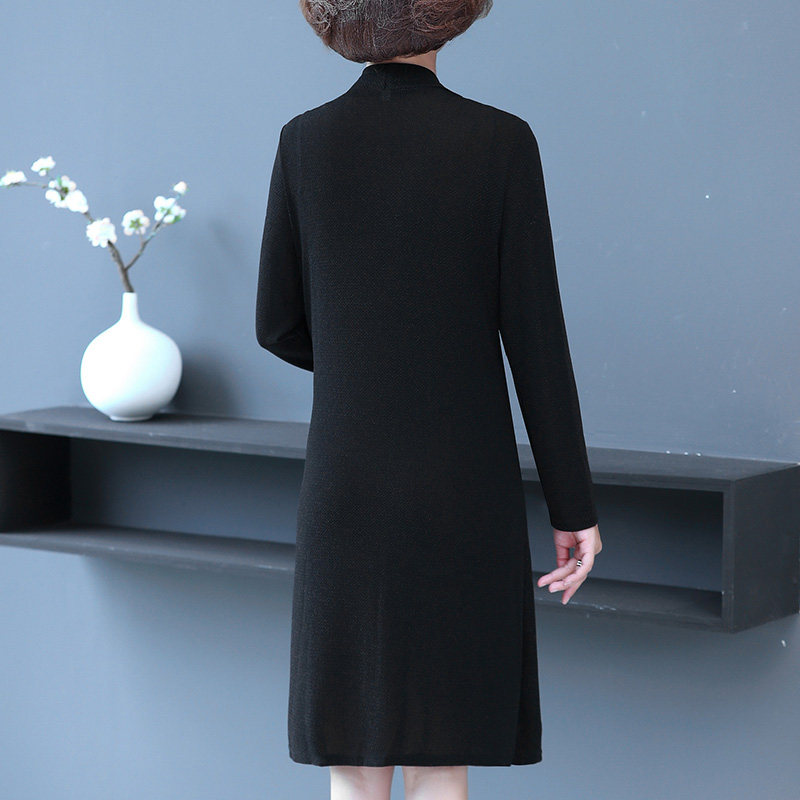 中年秋装新款长袖洋气时尚连衣裙子 奥可蔓中老年女装