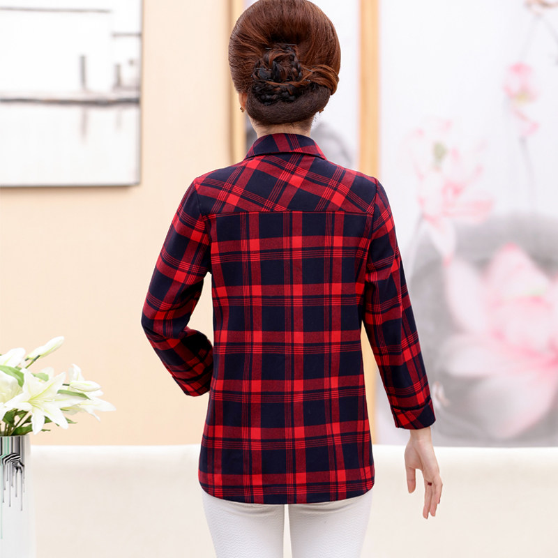 春秋新款套装中老年女装休闲棉衬衫 奥可蔓中老年女装