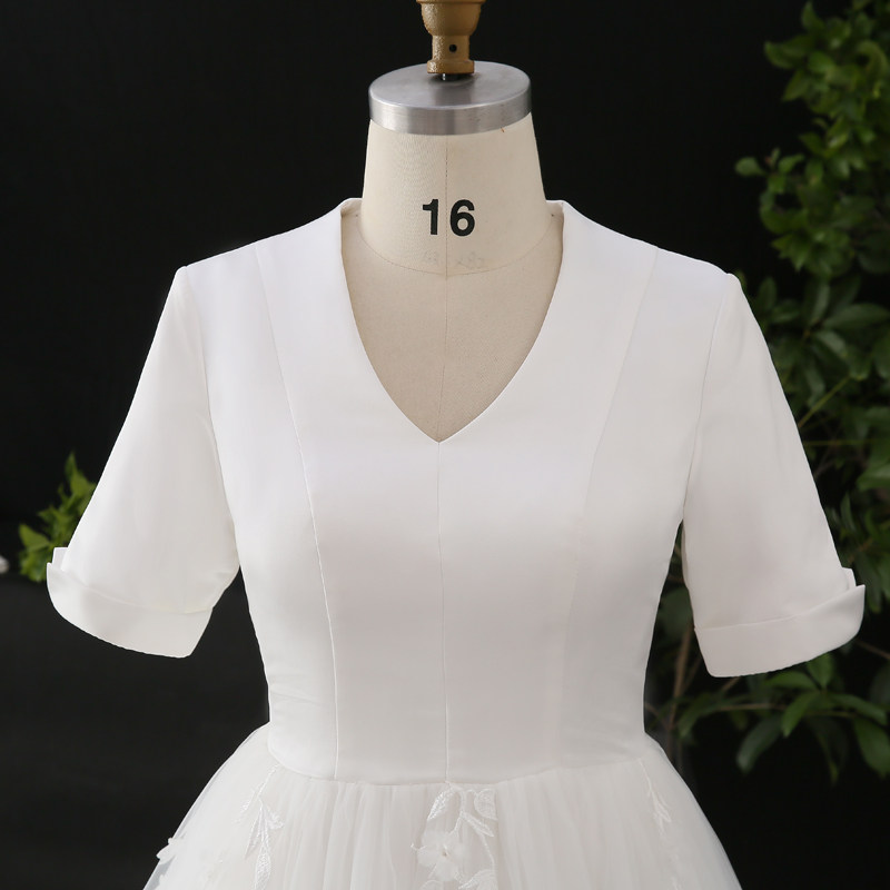 大码婚纱2020新款新娘v领简约复古 雪蜜鸟婚纱