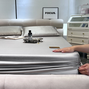 花园酒店床笠三件套千鸟格单床笠冰丝席夏季凉席可机洗席子