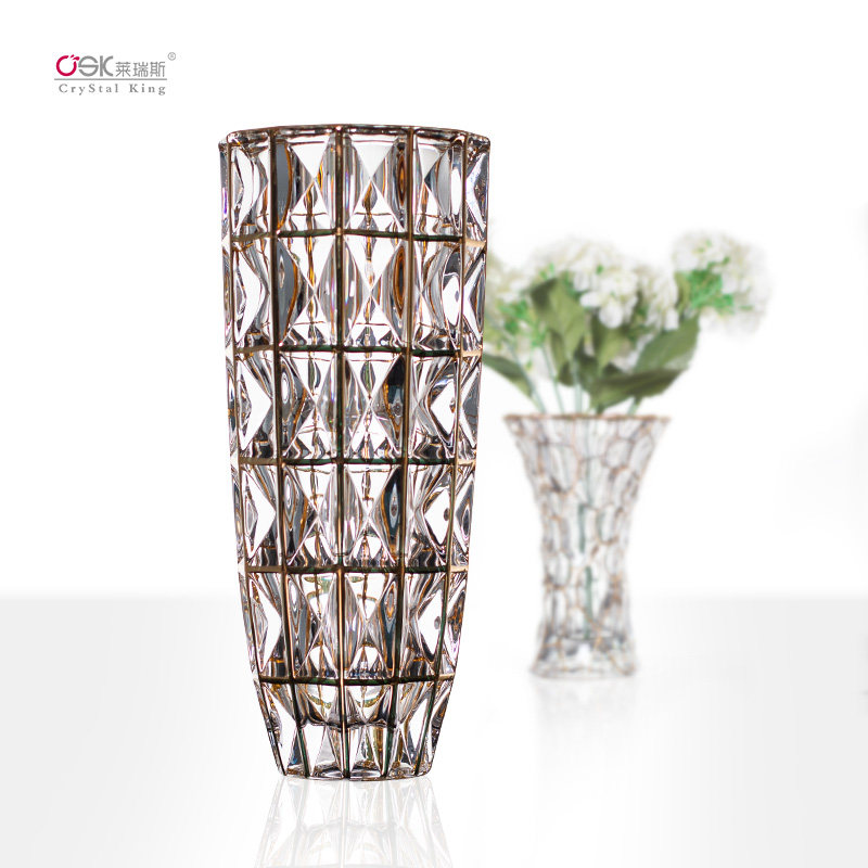 欧式水晶玻璃插花客厅家用摆件花器 开珏家居花瓶