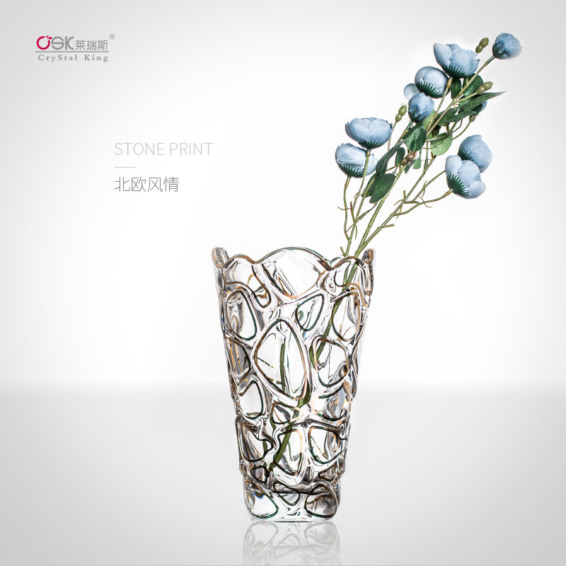 欧式水晶玻璃插花客厅家用摆件花器 开珏家居花瓶