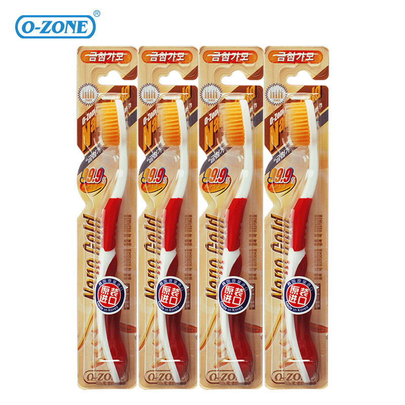 OZONE金新增極細毛牙刷4支裝 韓國進口奈米軟毛去牙漬家用家庭裝