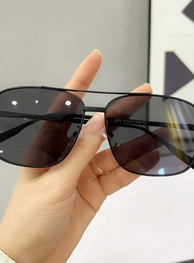 复古墨镜韩版ins网红高级感拍照凹造型太阳眼镜海边金属框架男士