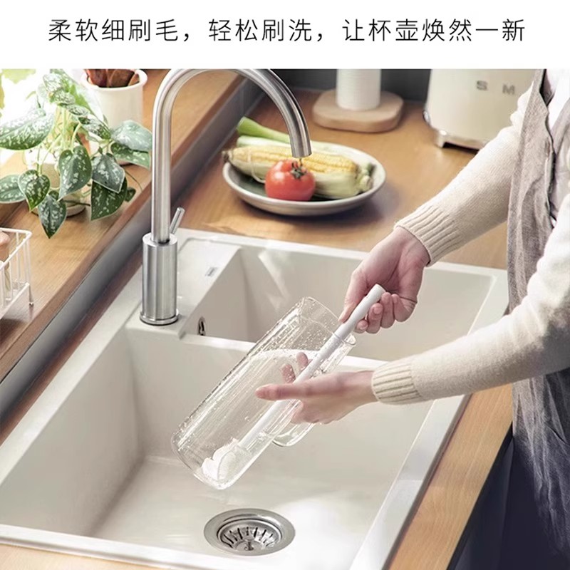 硅胶长柄杯刷小口径水杯破壁机毛刷无死角清洗神器洗杯子软毛刷子 - 图1