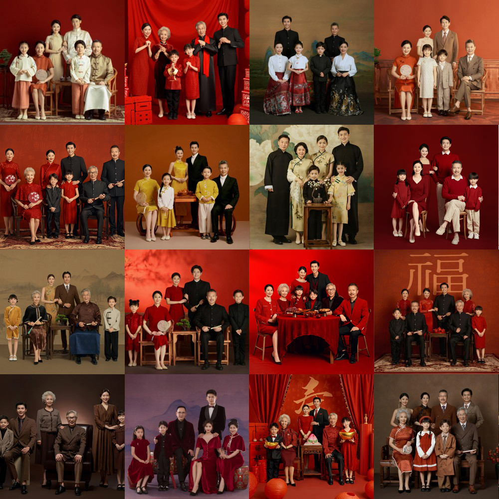 2026新款韩版全家福摄影服装影楼主题一家六口拍照复古亲子装礼服 - 图0