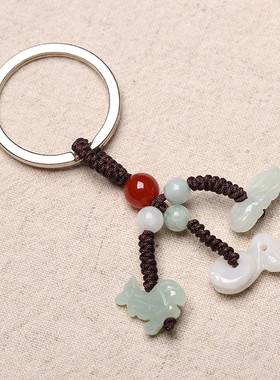 本命年十二生肖翡翠玉钥匙扣属相鼠牛虎兔龙蛇马羊猴鸡狗猪挂件