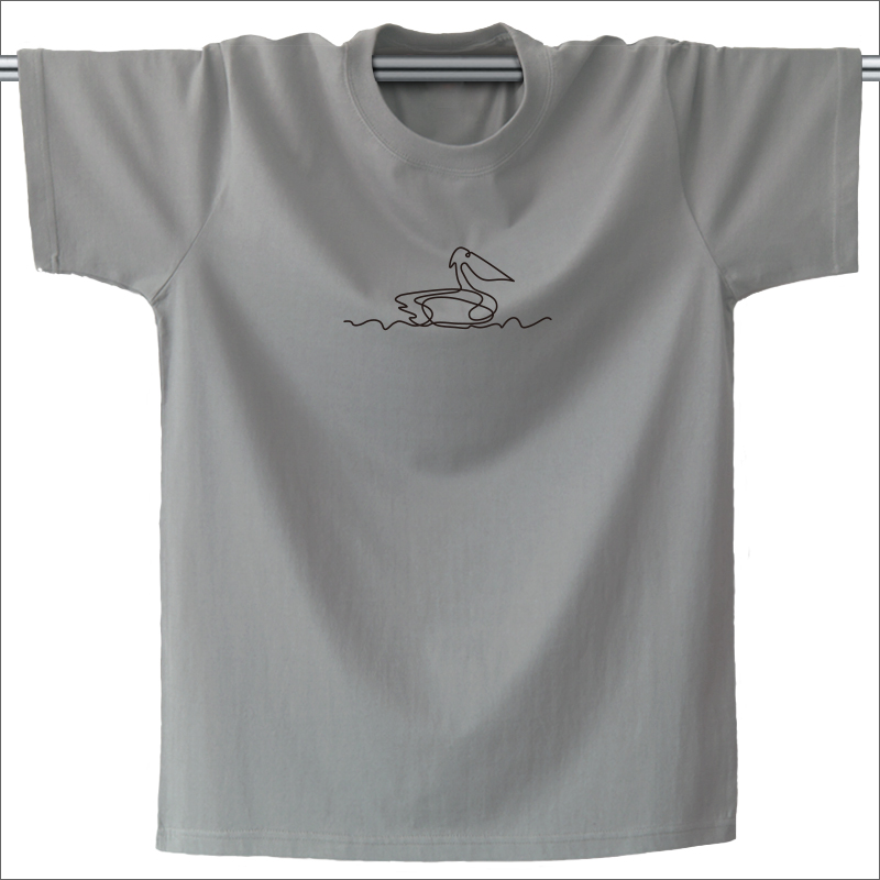 鹈鹕简洁有品质原创设计有趣男生宽松短袖T恤纯棉吸汗舒适-图3