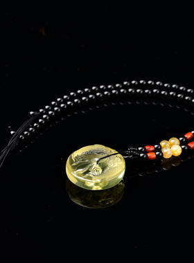 虎年黄水晶吊坠祥安阁鳌头项链