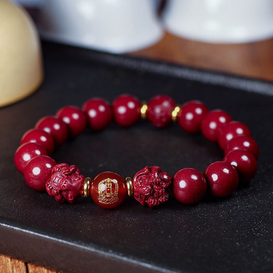 2026年卯戌文殊菩萨属兔生肖转运珠朱砂手链男女紫金朱砂佛珠手串